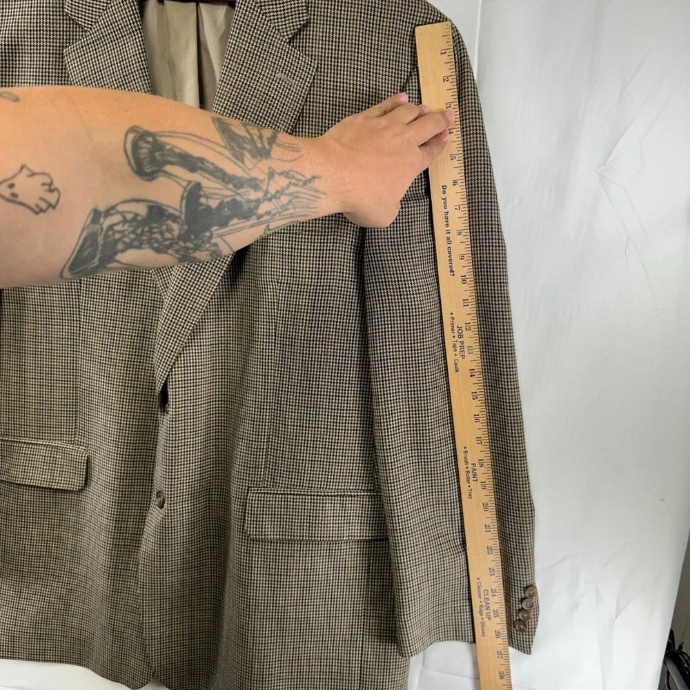 Lauren Ralph‎ Lauren Sport Coat Mens 48L Brown Houndstooth 100% Wool Blazer